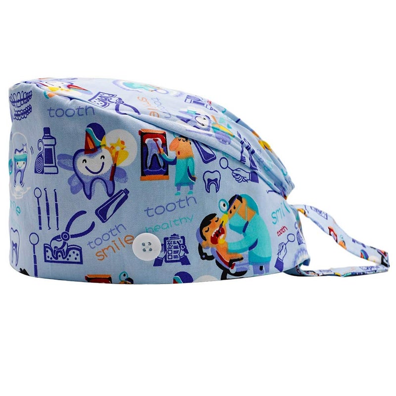 CHUANGLI 3Pcs Gourd-Shaped Working Caps with Upgrade Sweatband Adjustable Hats Head Cover- Women/Men (B08# Tooth Navy Blue) - Image 2